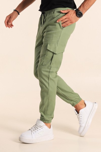 Yeşil Belden Bağlamalı Kargo Cepli Erkek Jogger Pantolon 198960