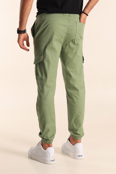 Yeşil Belden Bağlamalı Kargo Cepli Erkek Jogger Pantolon 198960