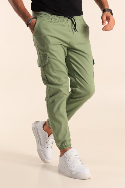 Yeşil Belden Bağlamalı Kargo Cepli Erkek Jogger Pantolon 198960
