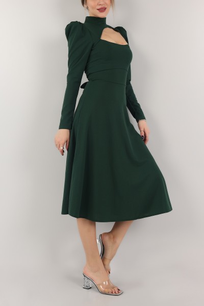 Yeşil Beli Bağlamalı Elbise 154123