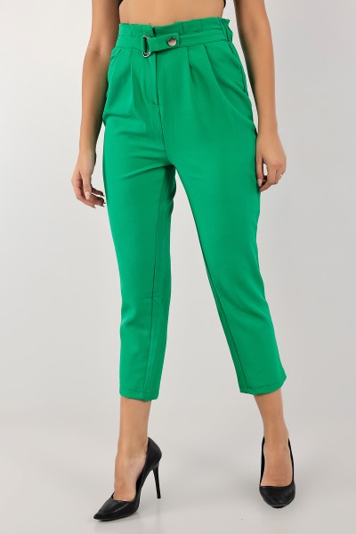 Yeşil Beli Lastikli Bayan Pantolon 125894
