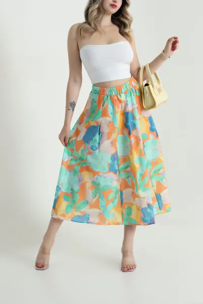 yesil-beli-lastikli-poplin-dokuma-kadin-etek-479857