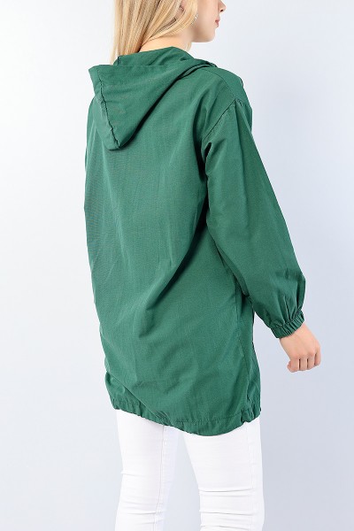 Yeşil Beli Sıkmalı Bayan İnce Mevsimlik Mont 75130