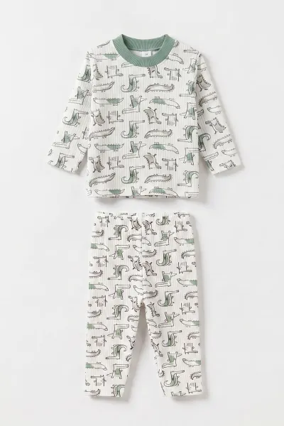 yesil-beyaz-1-3-yas-balik-desenli-raporlu-cocuk-pijama-takim-477338