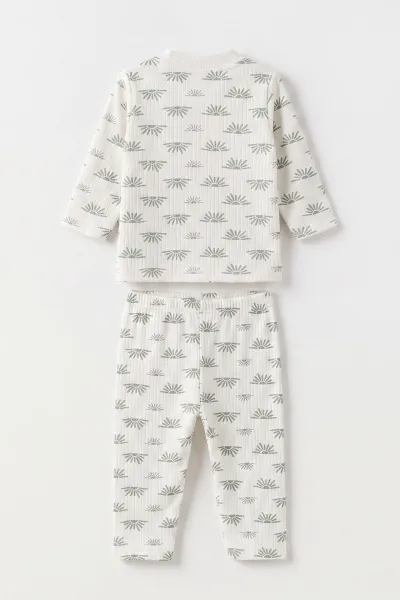 Yeşil Beyaz   (1-3 Yaş) Güneş Desen Raporlu Çocuk Pijama Takım 477348