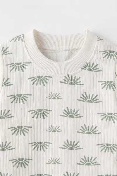 Yeşil Beyaz   (1-3 Yaş) Güneş Desen Raporlu Çocuk Pijama Takım 477348