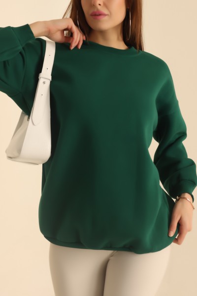 Yeşil Bisiklet Yaka Şardonlu Sweat 217542