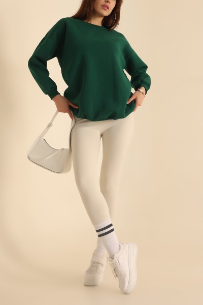 Yeşil Bisiklet Yaka Şardonlu Sweat 217542