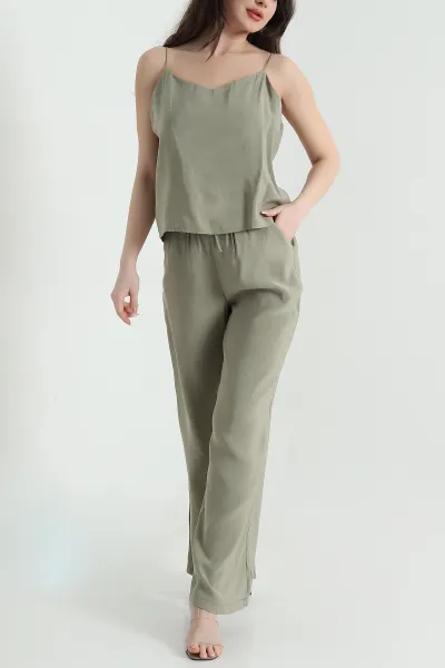 Yeşil Bluz Pantolon Modal Kadın İkili Takım 454826