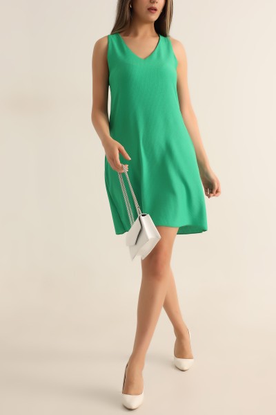 Yeşil Bürümcük Kumaş Elbise 185076