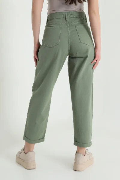 Yeşil Cep Detay Gabardin Kadın Pantolon 454916