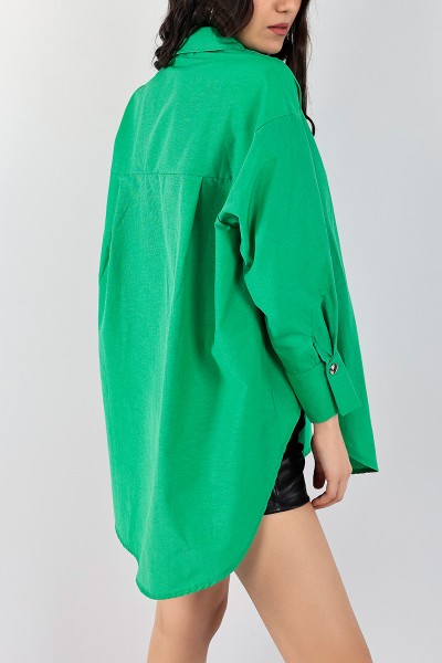 Yeşil Cepli Poplin Gömlek Tunik 98158