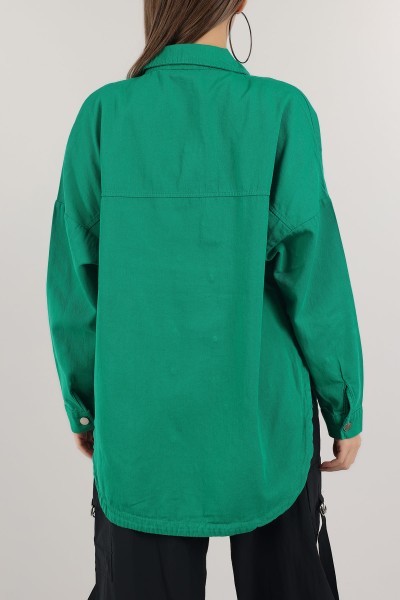 Yeşil Çift Cepli Gabardin Gömlek Ceket 153953