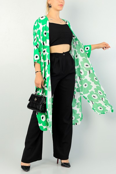 Yeşil Desenki Dokuma Viskon Kimono 69952