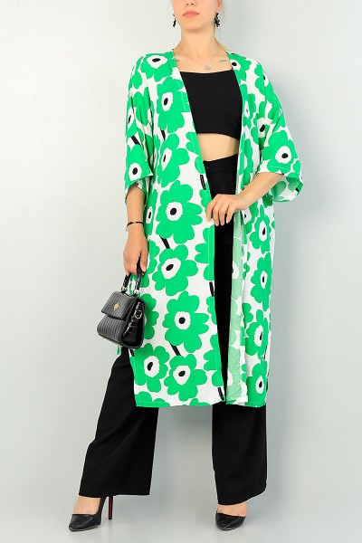 Yeşil Desenki Dokuma Viskon Kimono 69952