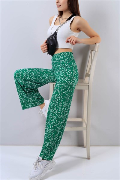 Yeşil Desenli Bayan Pantolon 15819B