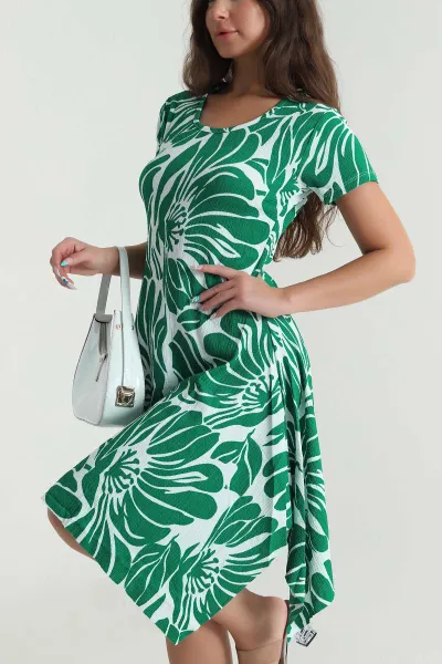 Yeşil Desenli Bürümcük Kadın Elbise 481718