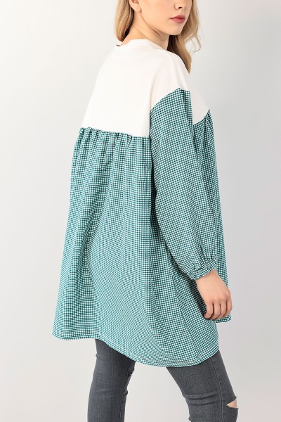 Yeşil Dokuma Kumaş Garnili Tunik 101036