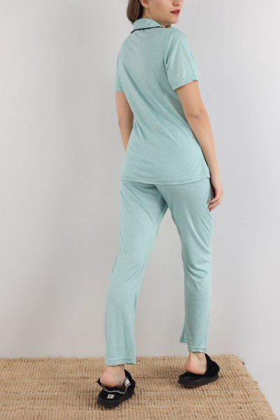 Yeşil Düğmeli Bayan Pijama Takımı 164975