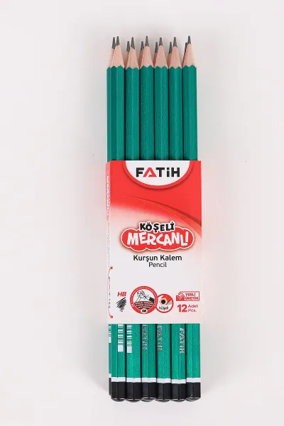Yeşil Fatih Köşeli Mercanlı Kurşun Kalem 12'li 462185