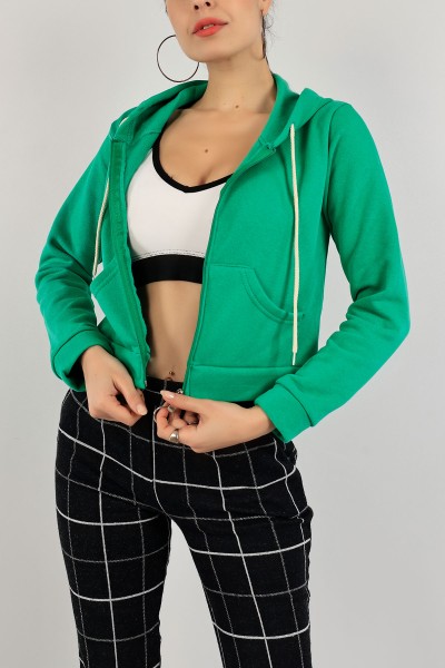 Yeşil Fermuarlı İçi Şardonlu Bayan Sweat 141253