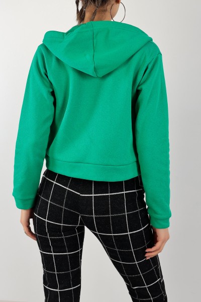 Yeşil Fermuarlı İçi Şardonlu Bayan Sweat 141253
