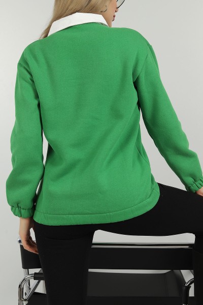 Yeşil Fermuarlı Şardonlu Bayan Sweat 146338