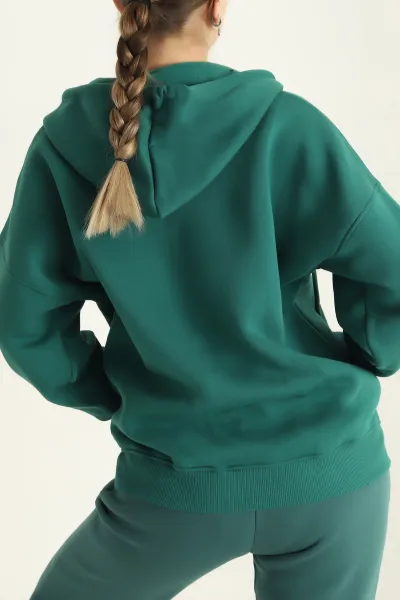 Yeşil Fermuarlı Şardonlu Bayan Sweat 292162