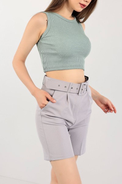 Yeşil Fitilli Crop Bayan Atlet 114071