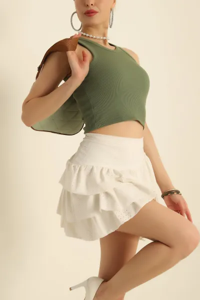 Yeşil Fitilli Likralı Bayan Atlet 282874