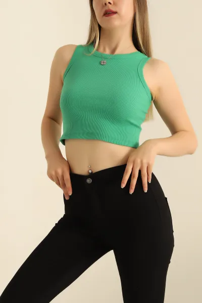 Yeşil Fitilli Likralı Kadın Atlet 282945