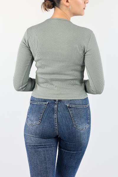 Yeşil Fitilli Likralı Bluz 86866