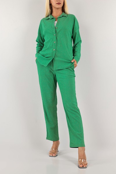 Yeşil Gömlek Pantolon Krinkıl İkili Takım 128751