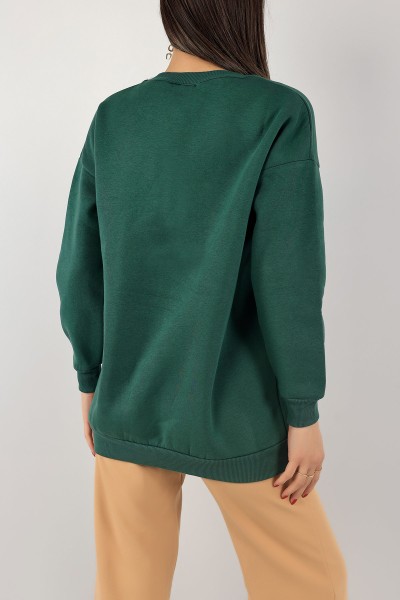 Yeşil İçi Şardonlu Baskılı Bayan Sweat 139521