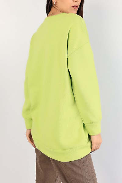 Yeşil İçi Şardonlu Baskılı Bayan Sweat 85029