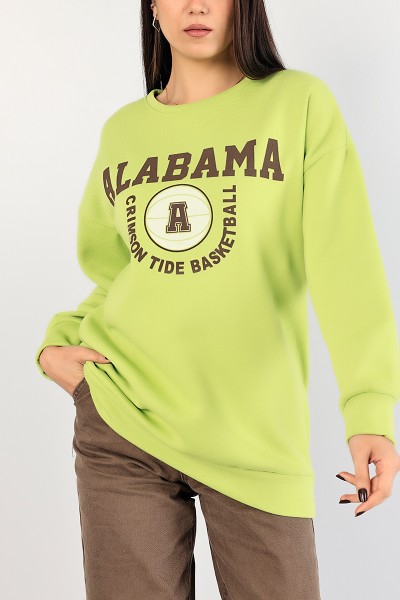 Yeşil İçi Şardonlu Baskılı Bayan Sweat 85029