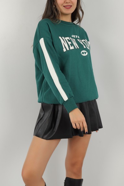 Yeşil İçi Şardonlu Baskılı Bayan Sweat -t 146029