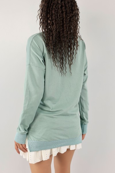 Yeşil İki İp Bayan Sweat 128886