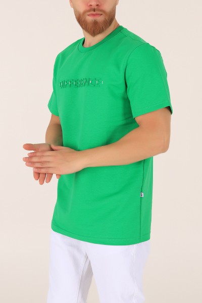 Yeşil İki ip Gofre Baskılı Oversize Tişört 163514