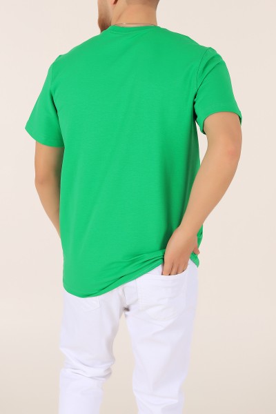 Yeşil İki ip Gofre Baskılı Oversize Tişört 163514