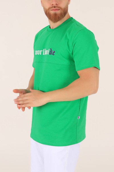 Yeşil İki İp Oversize Erkek Tişört 163495