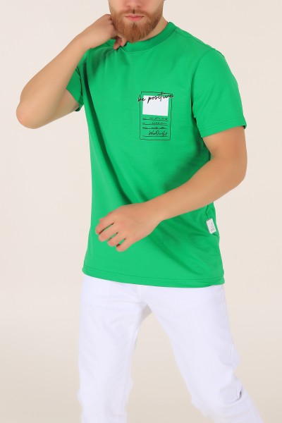 Yeşil İki İp Oversize Erkek Tişört 163556