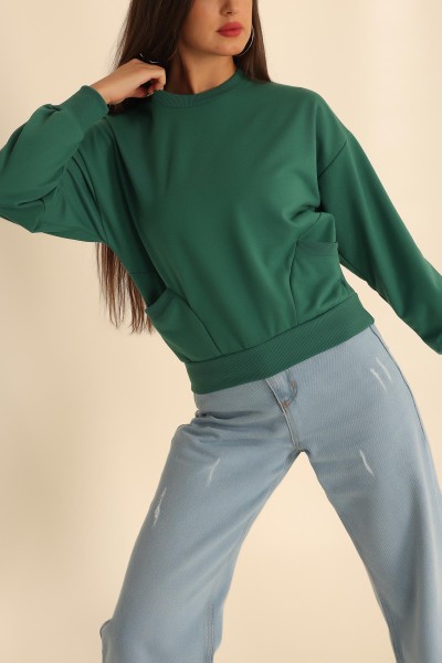 Yeşil İki İp Oversize Sweat 199711