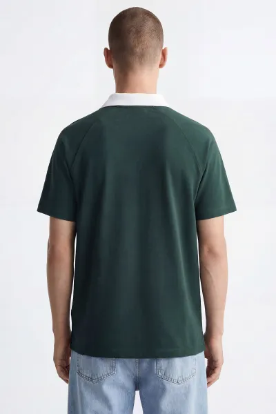 Yeşil İki İp Polo Yaka Çıt Çıtlı Erkek Tişört 435090