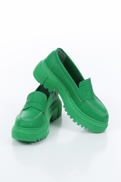 Yeşil Kalın Taban Loafer Ayakkabı 157358