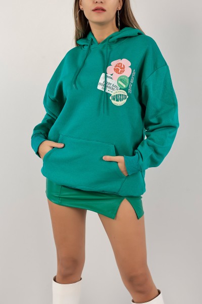 Yeşil Kanguru Cep İçi Şardonlu Sweat 138933