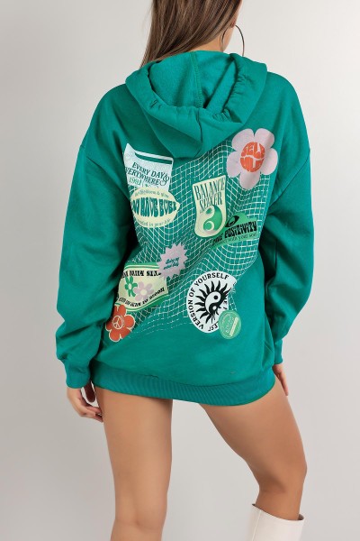 Yeşil Kanguru Cep İçi Şardonlu Sweat 138933