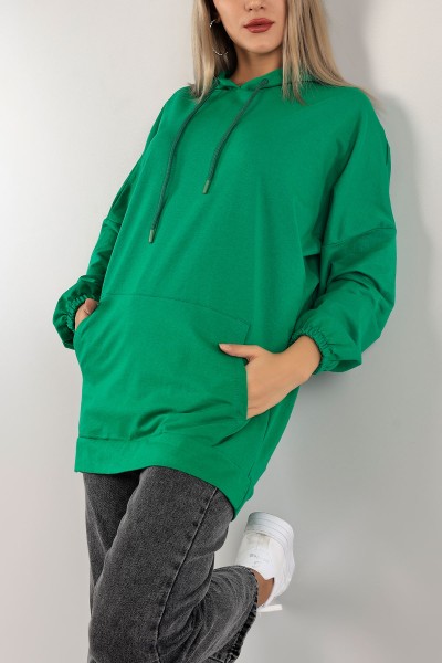 yesil-kapusonlu-cepli-iki-ip-bayan-sweat-tunik-134978