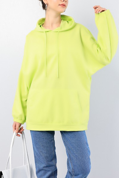 Yeşil kapüşonlu Cepli Sweat Tunik 76282
