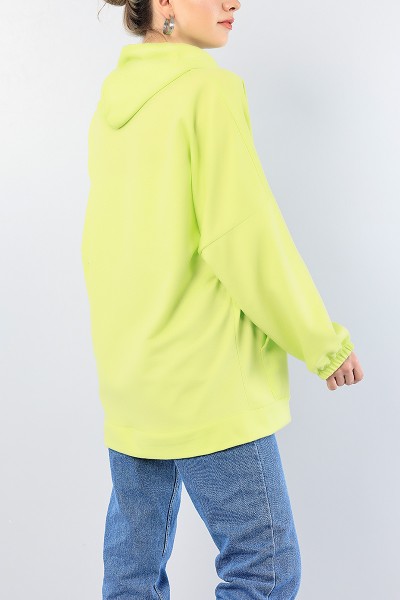 Yeşil kapüşonlu Cepli Sweat Tunik 76282